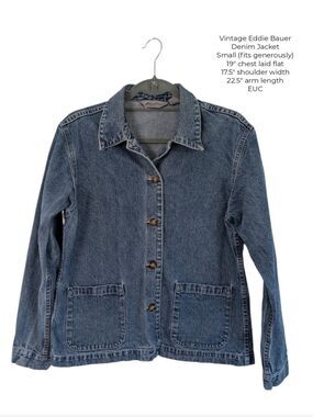 Women's Vintage Denim Jacket Eddie Bauer Women's Blue Jean Jacket Small Medium